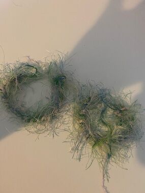 Green Fuzzy Yarn Hair Ties - Set of 2